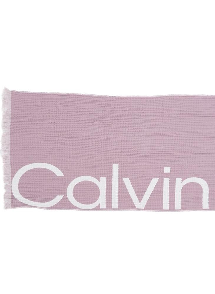 CALVIN KLEIN Logo 2-Tones Cotton Gauge Scarf  - Image 3