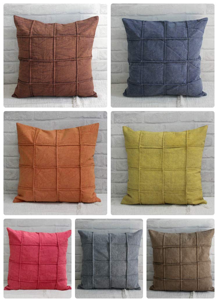 Dekor World Cotton Canvas Pleated Yellow Cushion Cover (Pack of 2) 18x18 inch for Living Room and Bedroom - Image 3