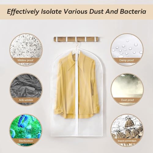 HASTHIP® 5 Pack Clear Garment Bags Clothes Covers Protecting Dusts for Storage Plastic Garment Bags, 55" Hanging Clothes Bags Dress Bag for Gowns Long with Full Zipper Suit Bags for Closet - Image 4