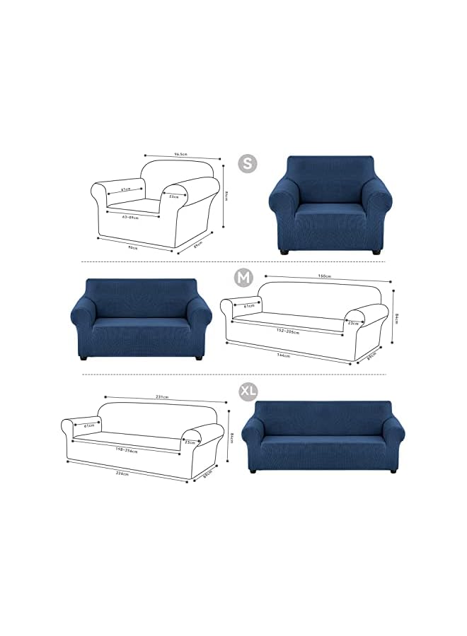 The Bros Waterproof Sofa Slipcover Non-slip Couch Cover Leakproof Furniture Protector Stretch Spandex Jacquard Fabric Sofa Cover with Elastic Bottom for Kids Pets(Blue,S) - Image 5