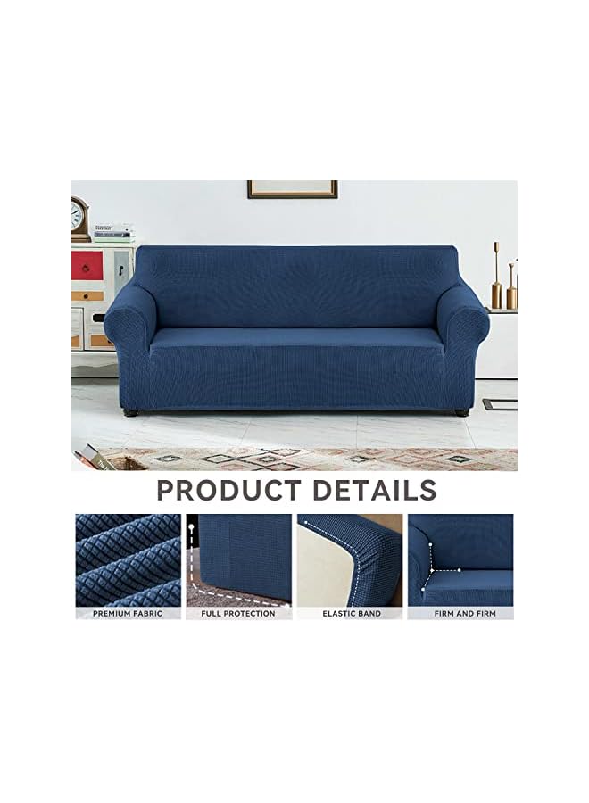 The Bros Waterproof Sofa Slipcover Non-slip Couch Cover Leakproof Furniture Protector Stretch Spandex Jacquard Fabric Sofa Cover with Elastic Bottom for Kids Pets(Blue,S) - Image 4