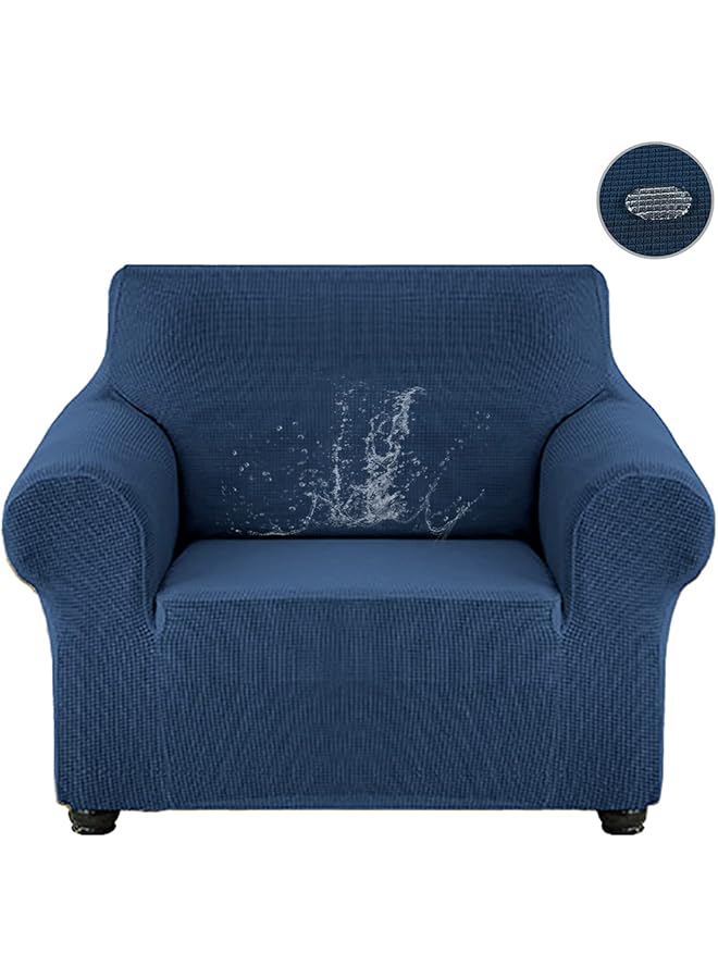The Bros Waterproof Sofa Slipcover Non-slip Couch Cover Leakproof Furniture Protector Stretch Spandex Jacquard Fabric Sofa Cover with Elastic Bottom for Kids Pets(Blue,S) - Image 1