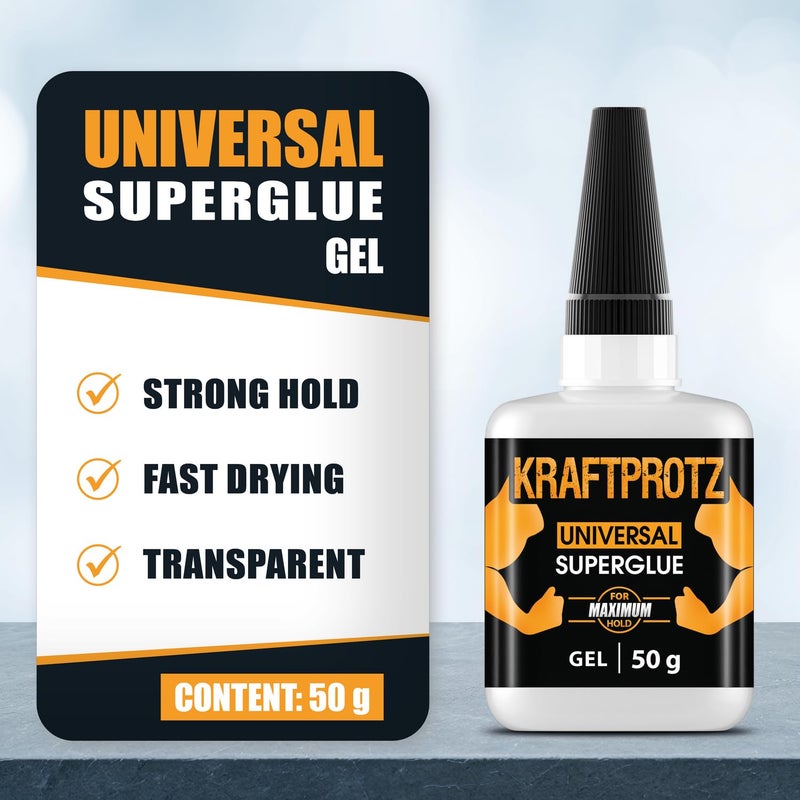 KRAFTPROTZ Super Glue Gel - 50 G / 1.75 Oz - Extra Strong No-Drip Superglue For Plastic  Metal  Wood & Rubber - Waterproof & Heat Resistant Adhesive - Precision Tip - Kraftprotz - Image 3