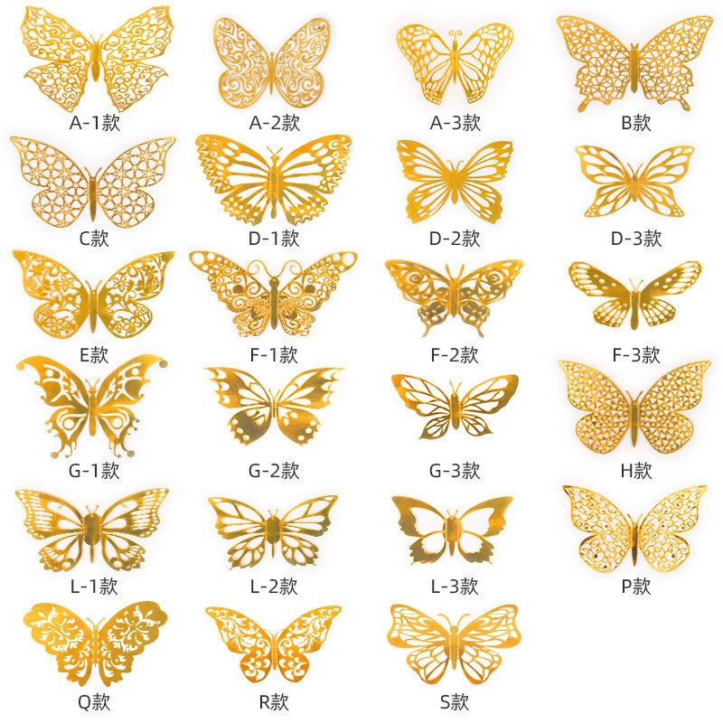 Hollow Butterfly 3D Cut Out Imitation Metal Butterfly Wall Decoration Home Living Room Stereo Butterfly Decorative Sticker - Image 5
