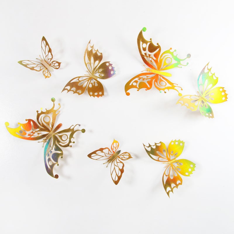Hollow Butterfly 3D Cut Out Imitation Metal Butterfly Wall Decoration Home Living Room Stereo Butterfly Decorative Sticker - Image 3