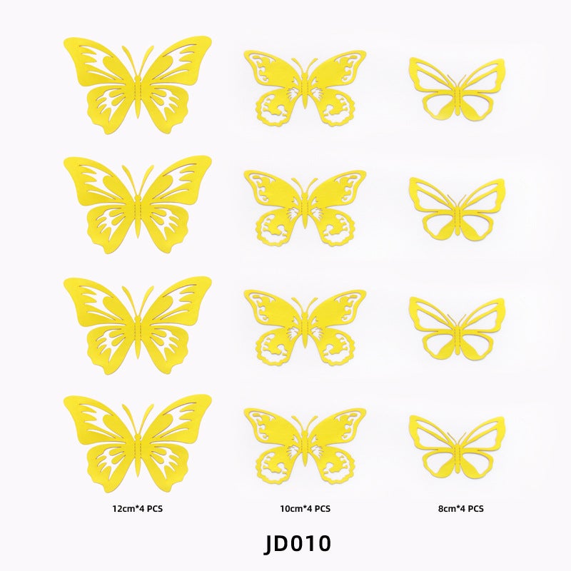 Hollow Butterfly 3D Cut Out Imitation Metal Butterfly Wall Decoration Home Living Room Stereo Butterfly Decorative Sticker - Image 1