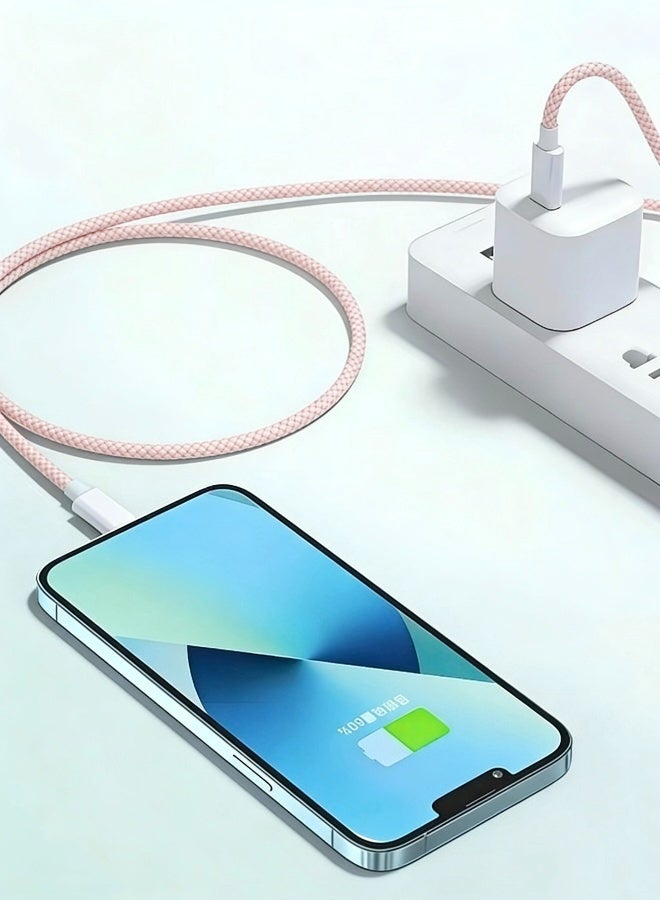 2 Meters Charging Cable 60W Long Braided Type C Charger Cable for Fast Charging USB C to USB C Charger Cable for iPhone 15 Series/Samsung/MacBook/Google/Android/Laptop Phone Charger Cable Pink Color - Image 5