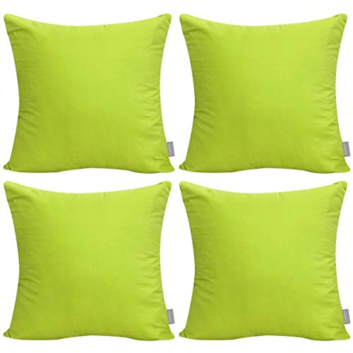 Thmyo 4-Pack 100% Cotton Comfortable Solid Decorative Throw Pillow Case, Square Cushion Cover Pillowcase Sublimation Blank Pillow Covers DIY Throw Pillowcase for Sofa(18x18inch/45x45cm,Light Green) - Image 1