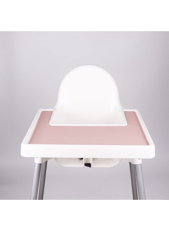 Lomgwumy - High Chair Placemat Durable High Chair Placemat Silicone Clean And Hygienic Suitable For Ikea Antilop Highchai For Toddlers And Babies (Pink) - Image 1