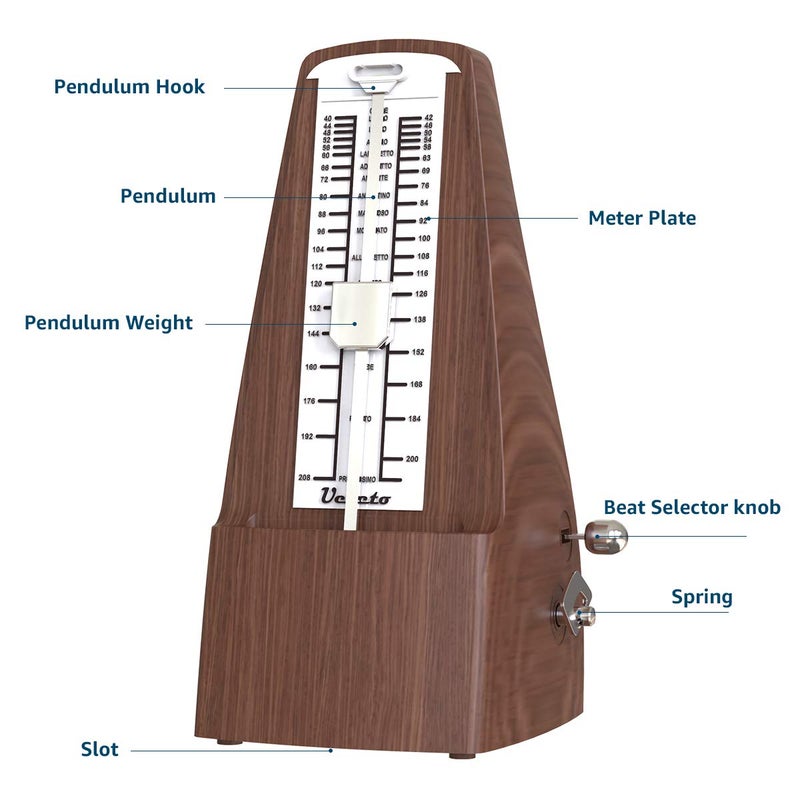 Ueteto Mechanical Metronome Wood Grained Loud Sound/High Precision/No batteries Needed/for Piano/Guitar/Violin/Drum and Other Instruments (Tower design) - Image 5
