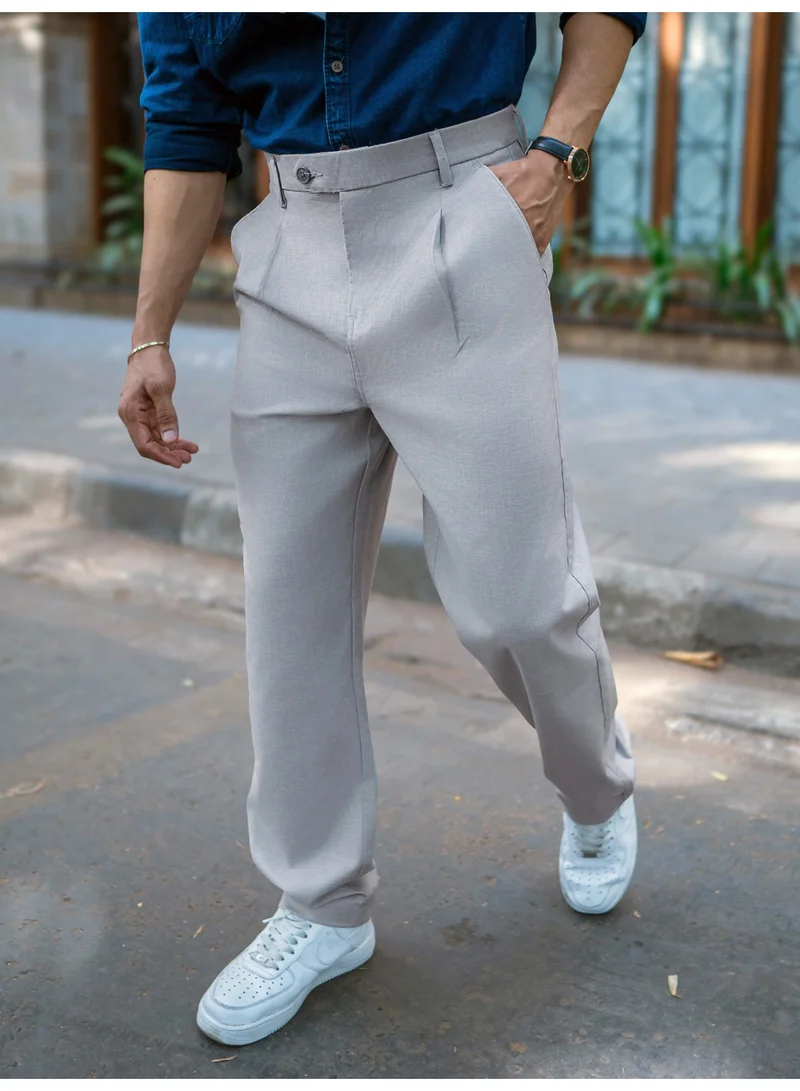 Maniac Maniac Solid Sky Blue Woven Fabric Korean Fit Trouser