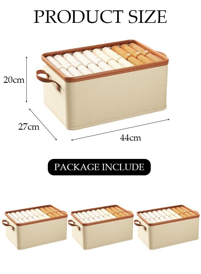 DUNISO 3 Pieces Foldable Closet Storage Organizer Washable Closet Storage Box with Carrying Handles Cube Storage Bin for Clothes Wardrobe Home Bedroom Office - Image 2