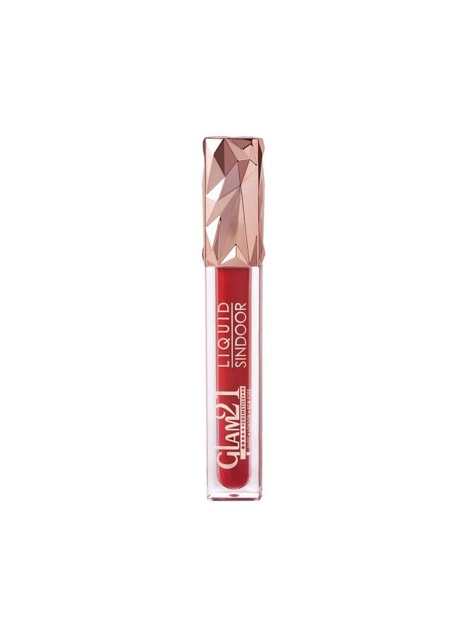 Glam 21 - Glam21 Liquid Sindoor؛ أداة وضع ذات طرف إسفنجي؛ خالية من التلطخ وتدوم طويلاً؛ لون عنابي 7 مل - Image 1