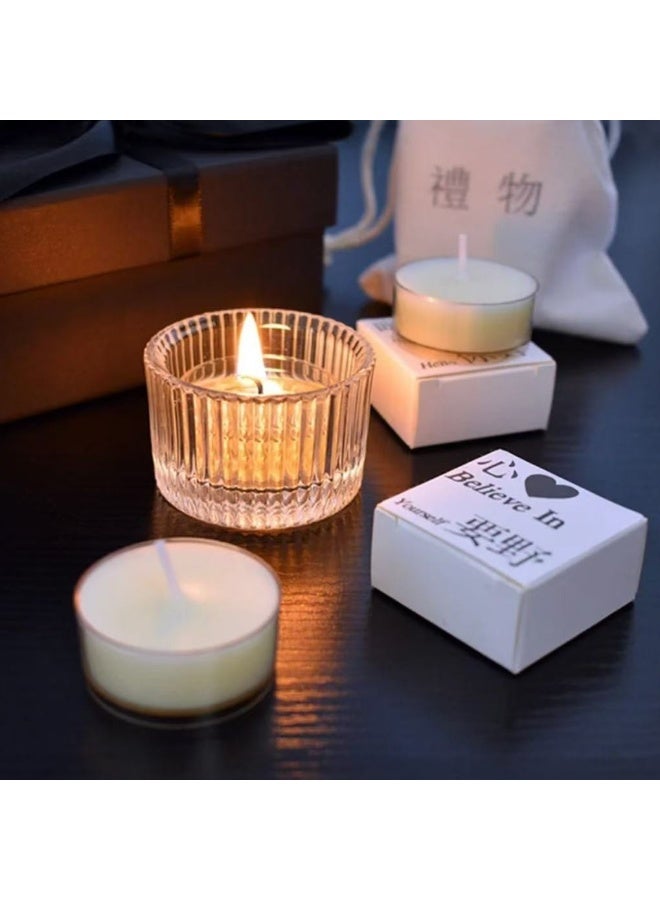 هومستر واضح تيلايتحامل الشموع مجموعة من 10، الزجاج تتمنى حامل الشموع الصغيرة، حامل الشموع العمودي للزفاف طاولة مركزية الطفل دش ديكور المنزل - Image 4