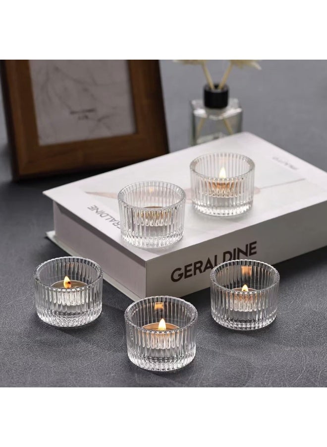 هومستر واضح تيلايتحامل الشموع مجموعة من 10، الزجاج تتمنى حامل الشموع الصغيرة، حامل الشموع العمودي للزفاف طاولة مركزية الطفل دش ديكور المنزل - Image 1