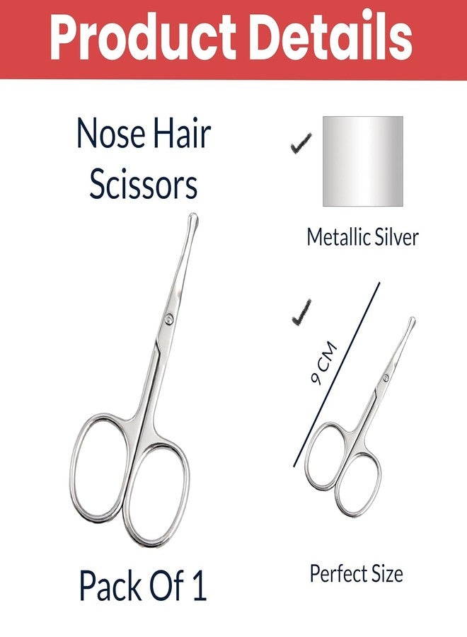 TEMPERIA Scissors for Nose Hair, Beard, Moustache, Eyebrow Cutting Trimming for Men | Small Shaving & Grooming Scissor | Safety Blunt Round Top & Premium Non Rusting Metal | 1 Nose Scissor - (HC067E) - Image 2