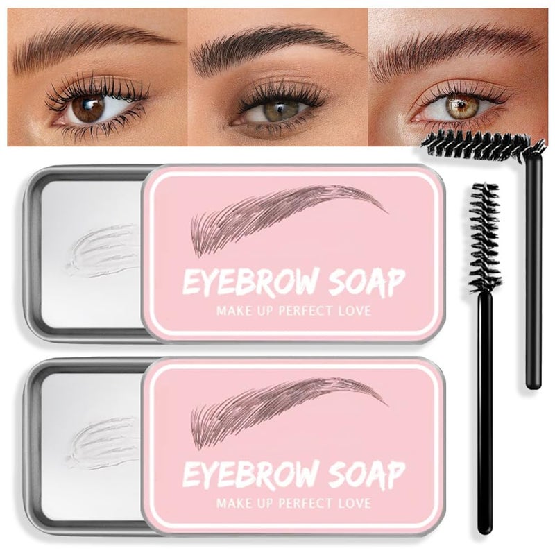 BINGBRUSH Soap Brows Kit2PcsSet Eyebrow Freeze Styling WaxWaterproof Longlasting Eyebrows Enhancer Shaping Clear Tint Gel Eye Brow Makeup Balm Pomade Cosmetics 2pc 04