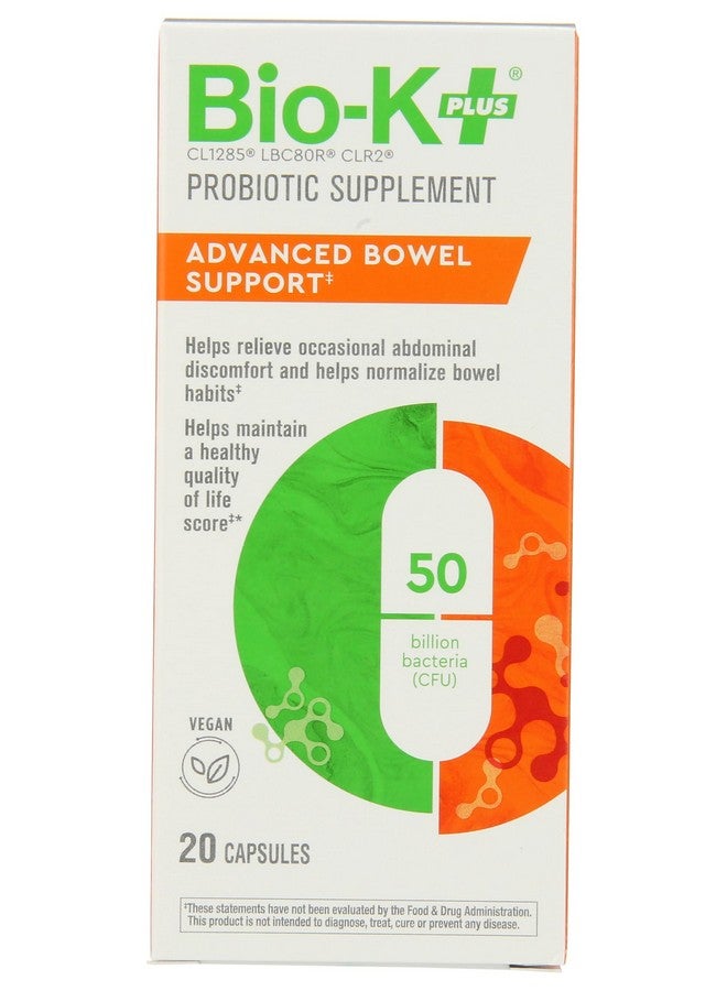 Bio-K Plus PROBIOTIC Bowel Support, 20 Capsules (Pack of 1)