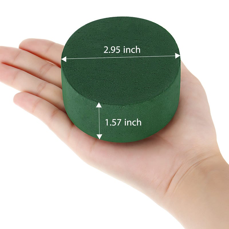 Maitys 12 Pieces Round Floral Foam Wet Green Flower Foam DIY Flower Arrangement Kit for Aisle Wedding Party Decoration(2.95 x 2.95 x 1.57 Inches) - Image 2