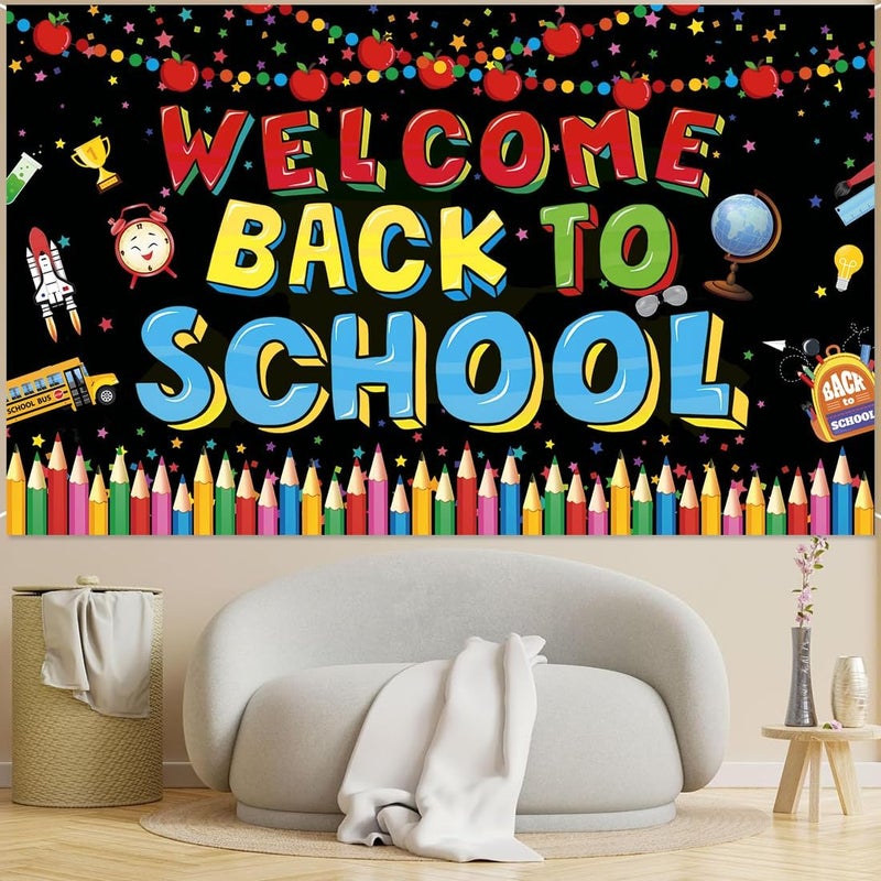 ARS Back to School Banner Backdrop, First Day of School Welcome Photography Background, Reusable School Party Decorations Banner for Teachers, Students, Classroom, Kindergarten & School Events - Image 4