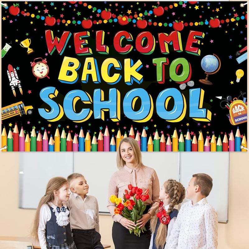 ARS Back to School Banner Backdrop, First Day of School Welcome Photography Background, Reusable School Party Decorations Banner for Teachers, Students, Classroom, Kindergarten & School Events - Image 5