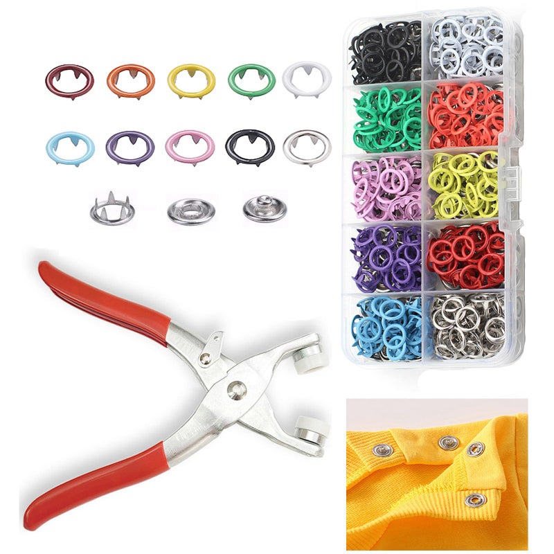 GTAAOY 100 Sets Metal Snaps Buttons with Fastener Pliers Press Tool Kit Perfect for DIY Crafts Clothes Hats and Sewing Snap Button Fasteners Kit for Clothing Sewing95mm 400 PCS