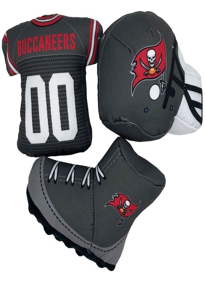 Pets First NFL Pet Toy - Tampa Bay Buccaneers Locker Room Set Toy for Dogs & Cats. Stuffed pet Toys with Chewable Squeaker Sound. Football Themed Dog & Cat Toy Set: Helmet, Jersey, & Boots/Cleat - Image 1