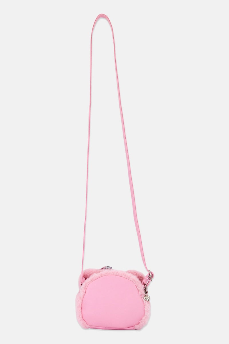 Miss Gwen's OMG Kids Girl Winny Faux Fur Cross Body Bag, Pink  - Image 2