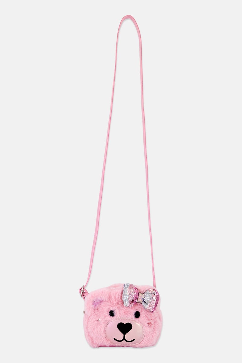 Miss Gwen's OMG Kids Girl Winny Faux Fur Cross Body Bag, Pink  - Image 1