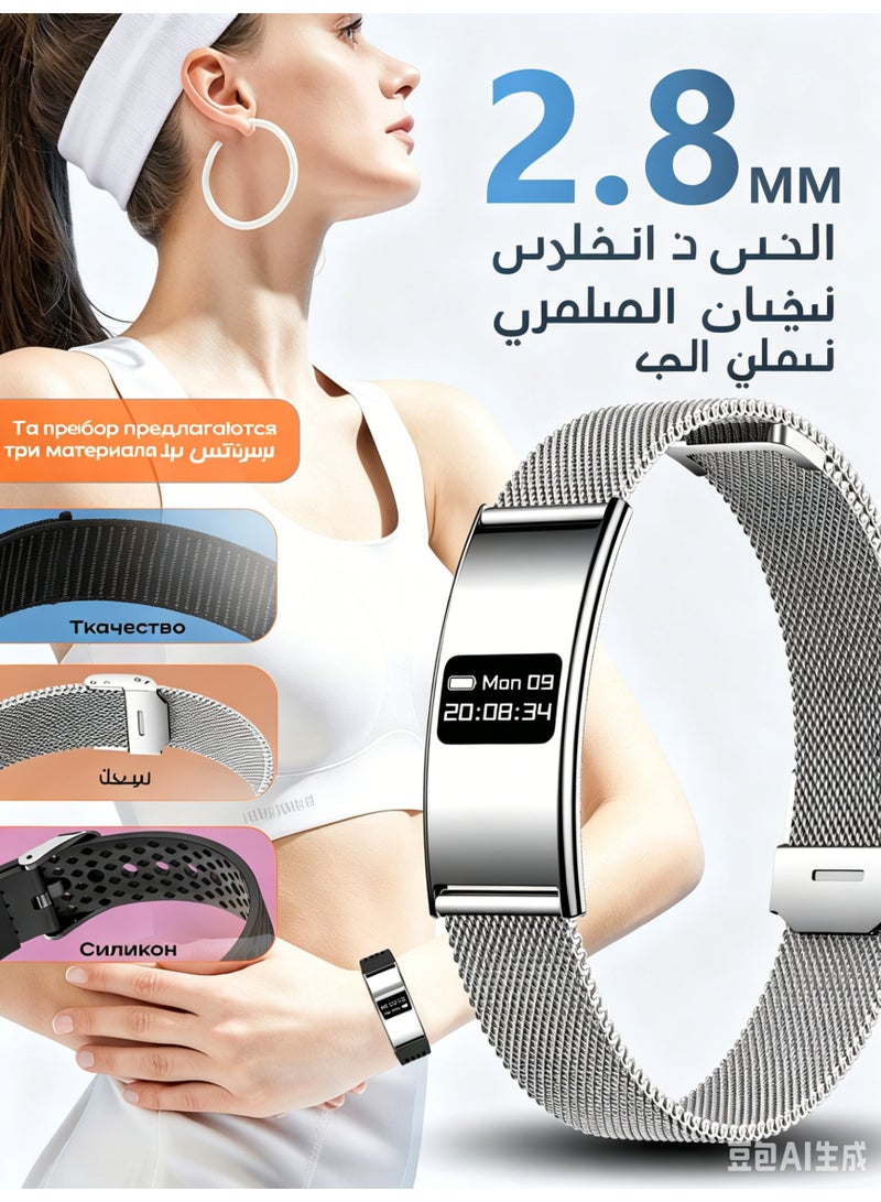 سوار ذكي للجنسين، متتبع لياقة بدنية وساعة ذكية مع مراقبة معدل ضربات القلب والأكسجين في الدم، مقاوم للماء، متوافق مع Android/iOS - Image 3