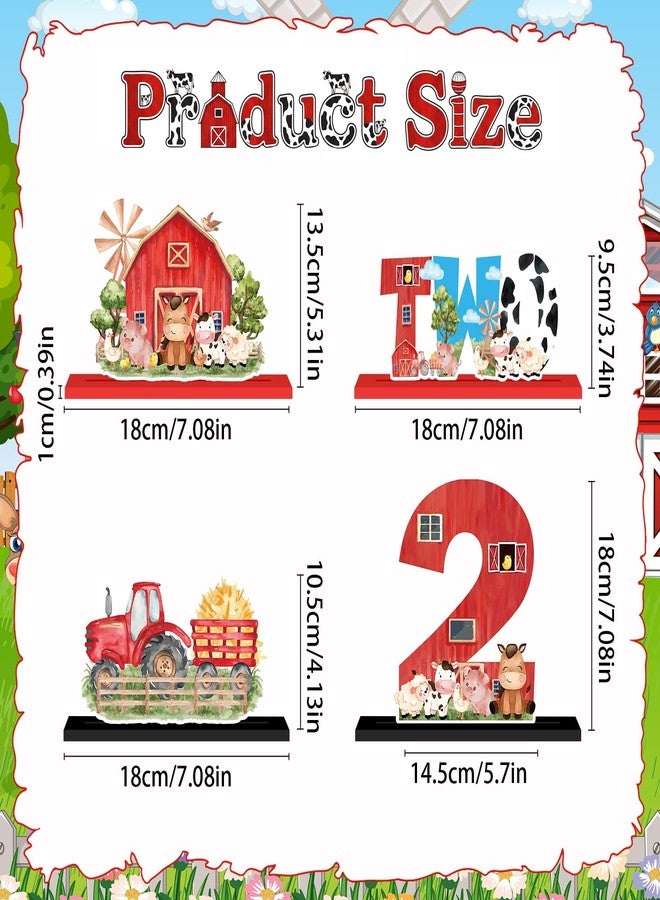 TagreSpike 4Pcs Farm Animal 2nd Wooden Table Centerpieces Farm Barnyard Happy 2nd Birthday Table Sign Party Supplies for 2 Years Old Baby Shower Boys Girls Birthday Party Supplies Decor Photo Props Kids - Image 2