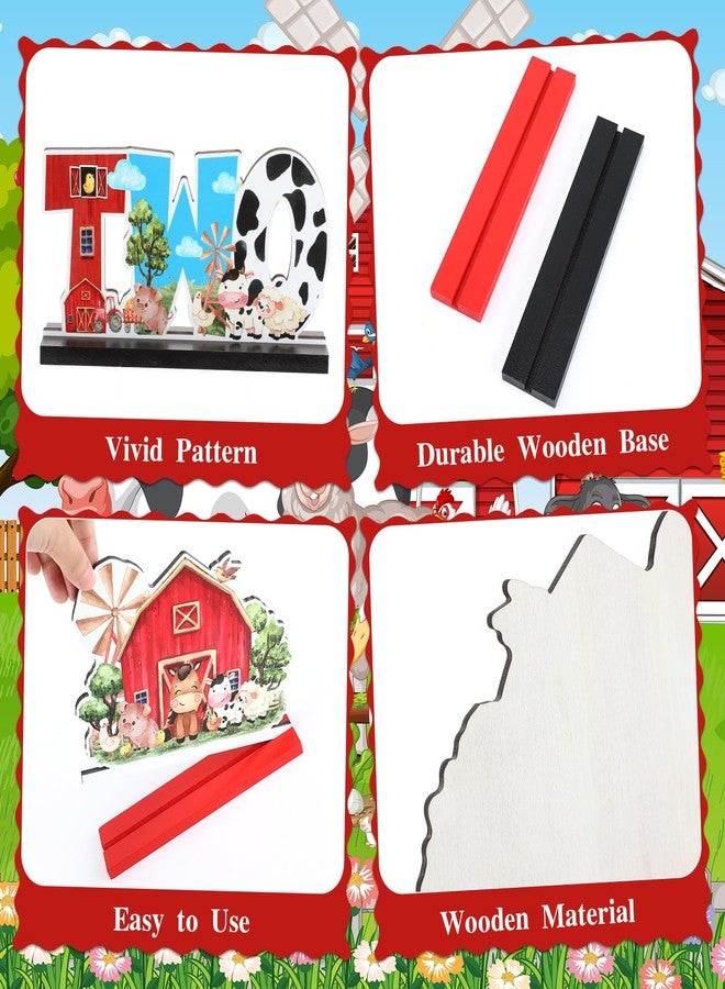 TagreSpike 4Pcs Farm Animal 2nd Wooden Table Centerpieces Farm Barnyard Happy 2nd Birthday Table Sign Party Supplies for 2 Years Old Baby Shower Boys Girls Birthday Party Supplies Decor Photo Props Kids - Image 4