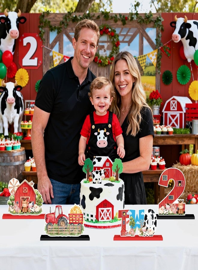 TagreSpike 4Pcs Farm Animal 2nd Wooden Table Centerpieces Farm Barnyard Happy 2nd Birthday Table Sign Party Supplies for 2 Years Old Baby Shower Boys Girls Birthday Party Supplies Decor Photo Props Kids - Image 3