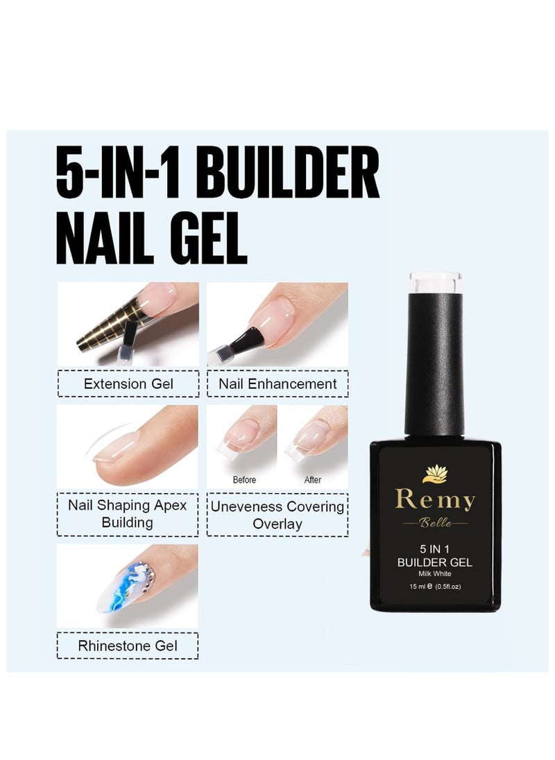 Remy Belle 5 IN 1 Builder Gel Milk White 15ml Nail Extension Tips and Strengthener Requires Curing Under LED UV Lamp  - Image 2