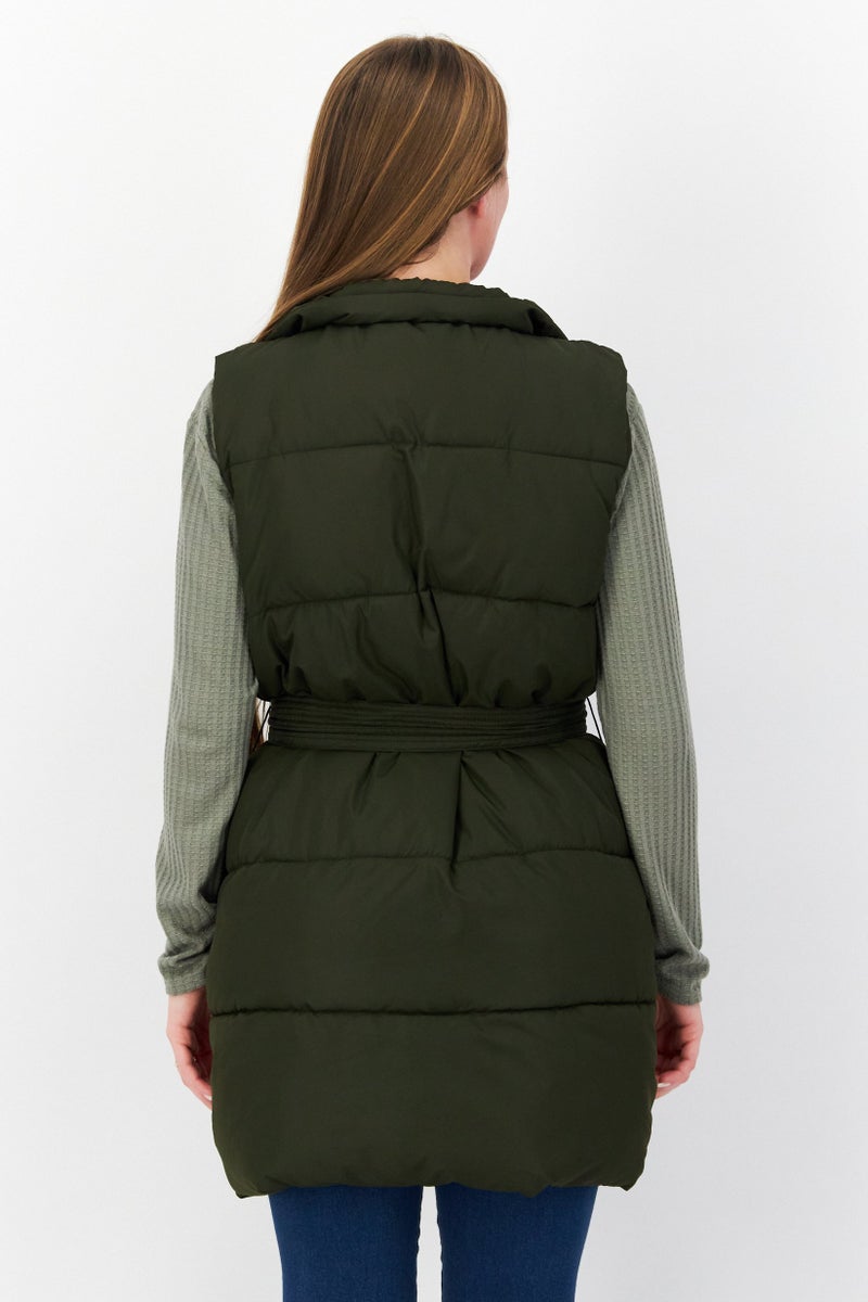 French Connection Women Plain Vest Jacket, Khaki  - Image 3