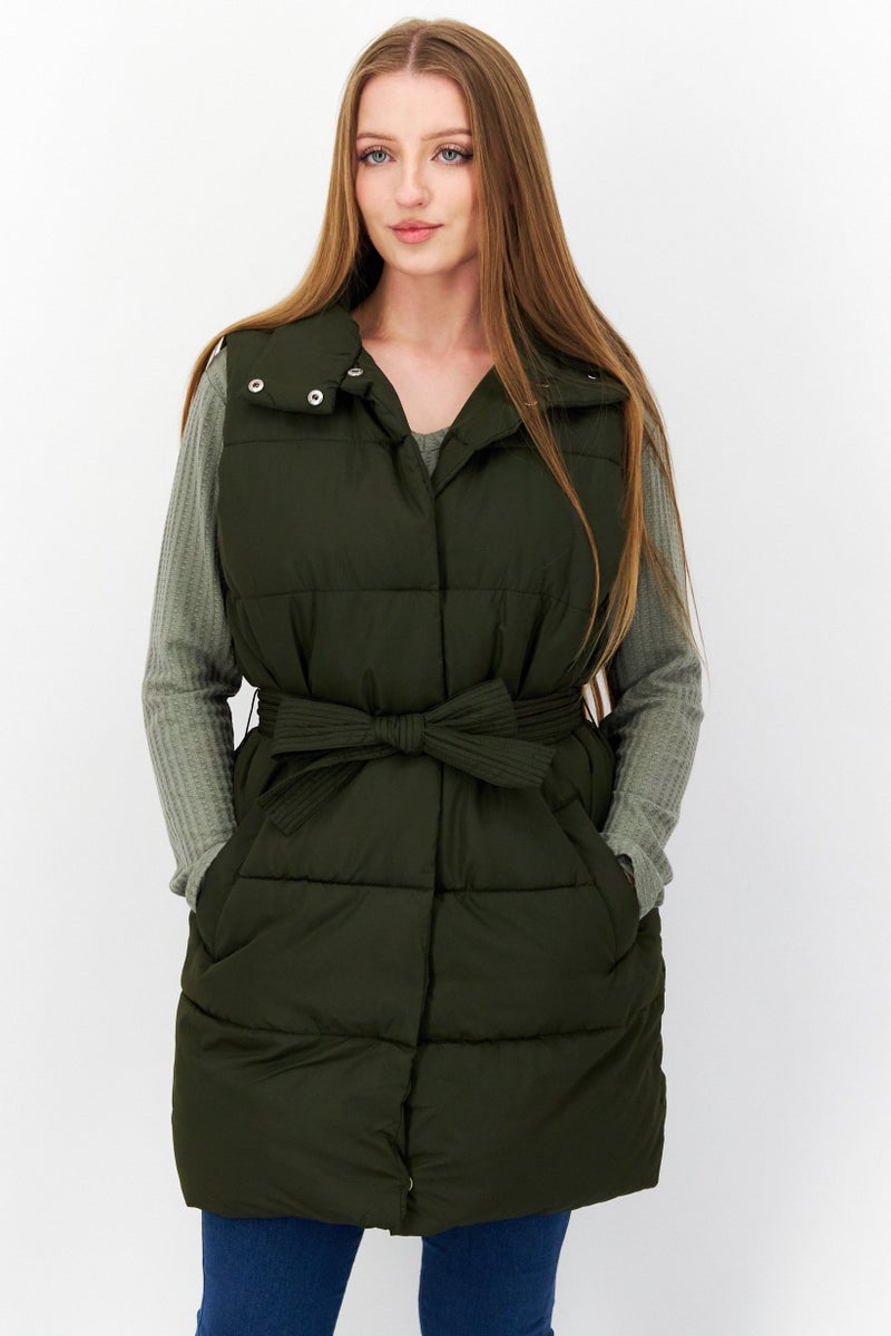 French Connection Women Plain Vest Jacket, Khaki  - Image 1