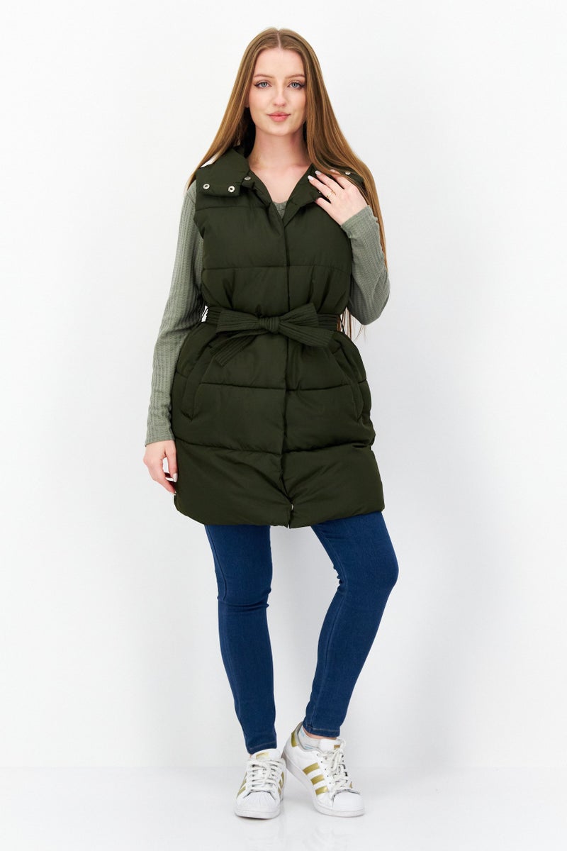 French Connection Women Plain Vest Jacket, Khaki  - Image 4
