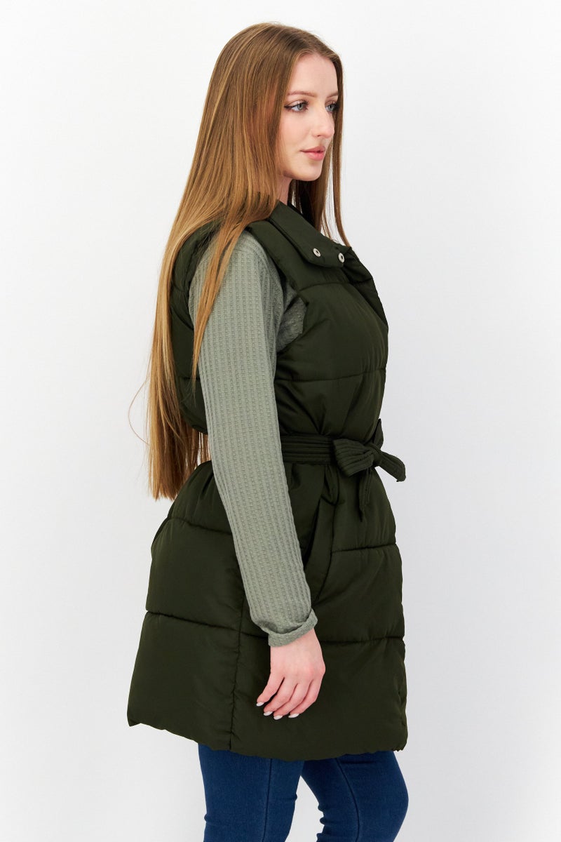 French Connection Women Plain Vest Jacket, Khaki  - Image 2