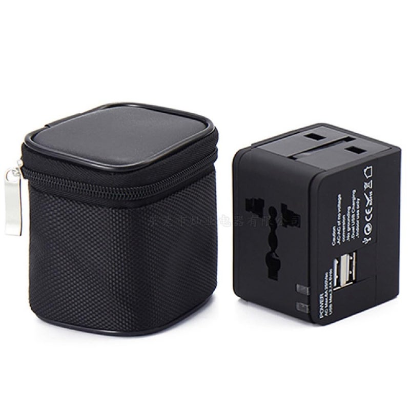 MANGO محول سفر عالمي مربع 1500 وات محول سفر دولي لمجموعة خارجية شاحن مقبس طاقة لعدة دول أسود