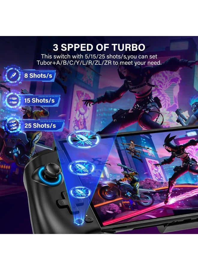 Fegliea Switch Controller for Nintendo Switch/OLED/Switch 2, Switch Controller with 16 LED Light Color, Hall Effect One-Piece Joypad Switch Pro Controller, Switch Controller with Turbo & Dual Motor Vibration - Image 2