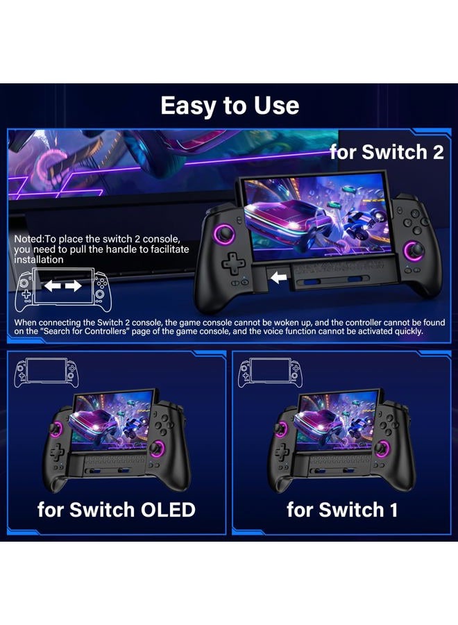 Fegliea Switch Controller for Nintendo Switch/OLED/Switch 2, Switch Controller with 16 LED Light Color, Hall Effect One-Piece Joypad Switch Pro Controller, Switch Controller with Turbo & Dual Motor Vibration - Image 5