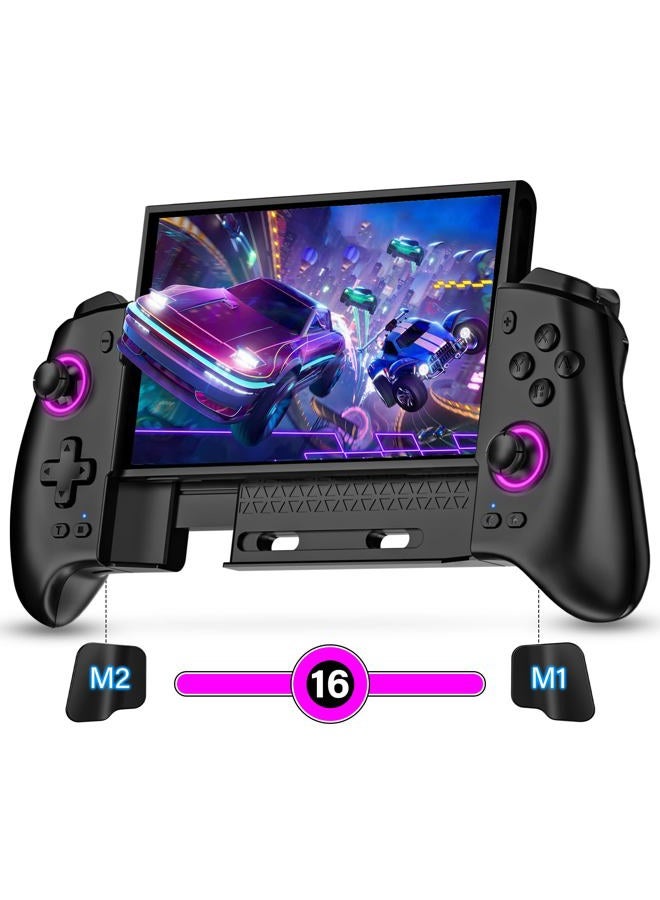 Fegliea Switch Controller for Nintendo Switch/OLED/Switch 2, Switch Controller with 16 LED Light Color, Hall Effect One-Piece Joypad Switch Pro Controller, Switch Controller with Turbo & Dual Motor Vibration - Image 1