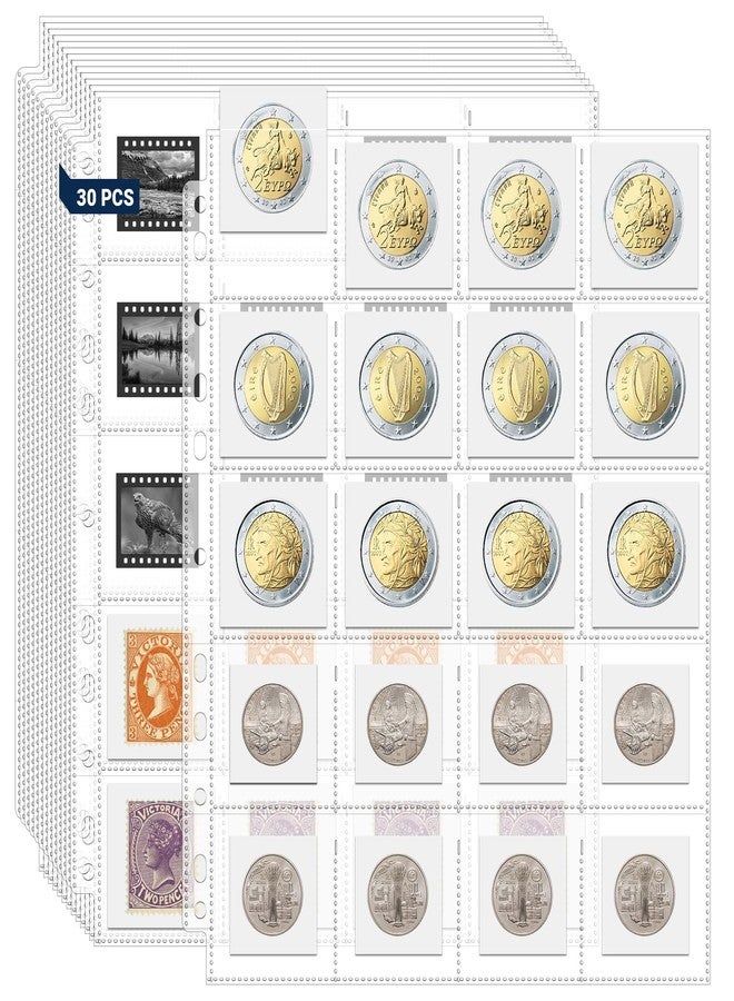 ENPOINT 600 Pockets Acid Free Coin Sleeves, Non Stick and Non Glare, Fit for Coin Flips 2x2 inch, 3 Ring Binder Sleeves Clear Plastic Stamp Collecting Supplies, 30 Pack - Image 1