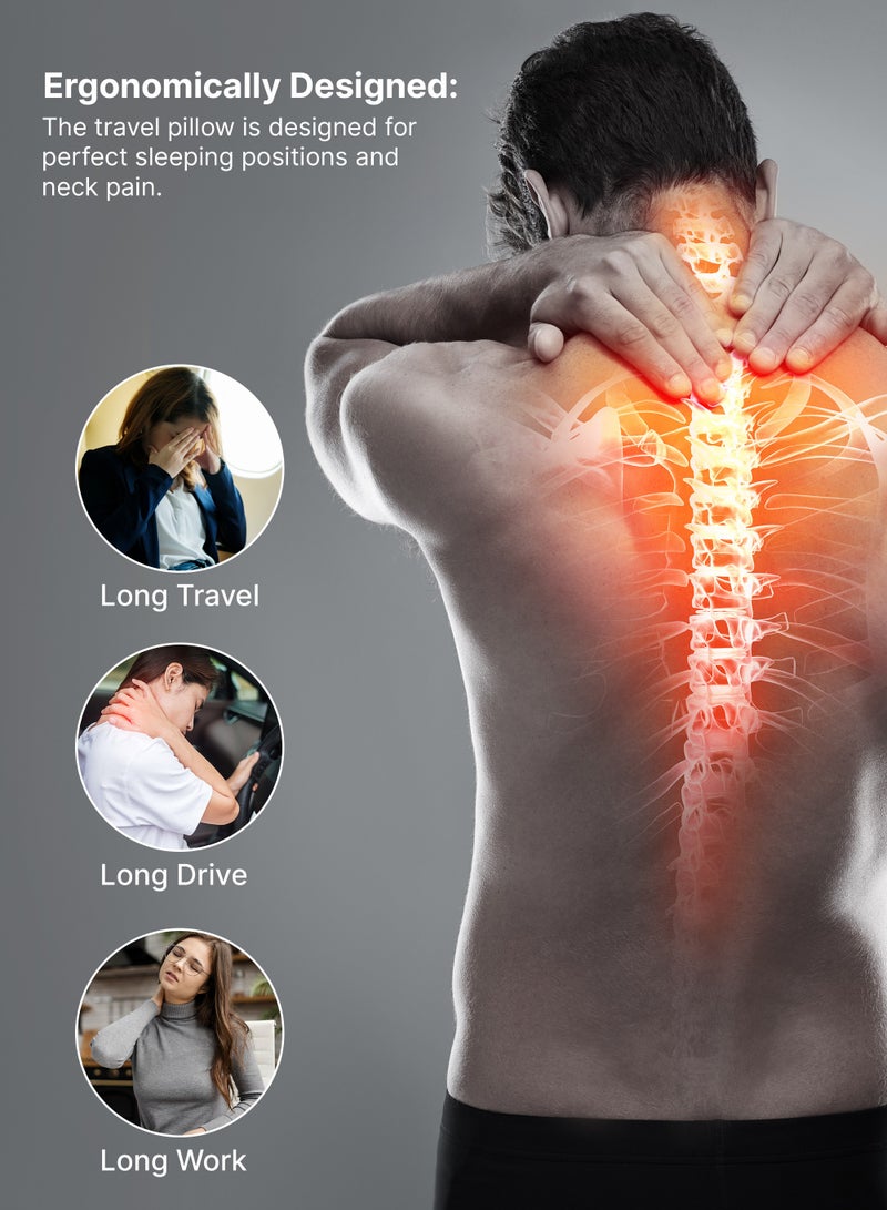 BRITISH TOURISTER Travel Pillow, Memory Foam, Airplane Neck Pillow Grey - Image 2