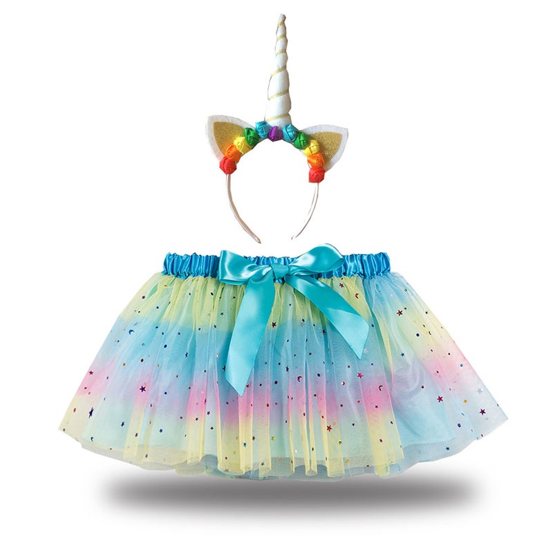 2024 Kids Tutu Skirt with Star Moon Veil and Headwear RS023 white colorful head buckle 