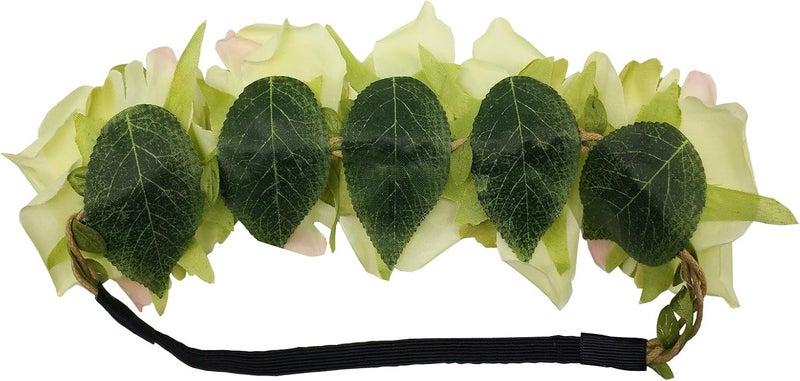Sanrich Rose Flower Crown Fake Flower Crowns Headbands For Women Girl Rose Floral Head Piece Maternity Photoshoot Realistic Hair Crown Pet Headband Flower Wreath (light green) - Image 2