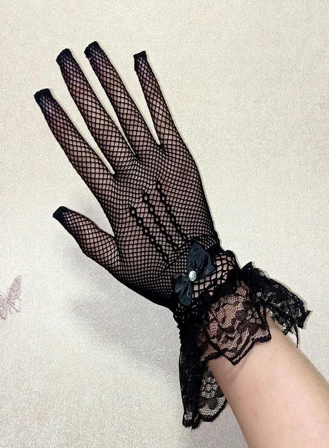 MIKONIKO Women’s Elegant Party Lace Gloves – Floral Dress Gloves for Wedding All Occasions (1 Pair) Black_BG21 - Image 5