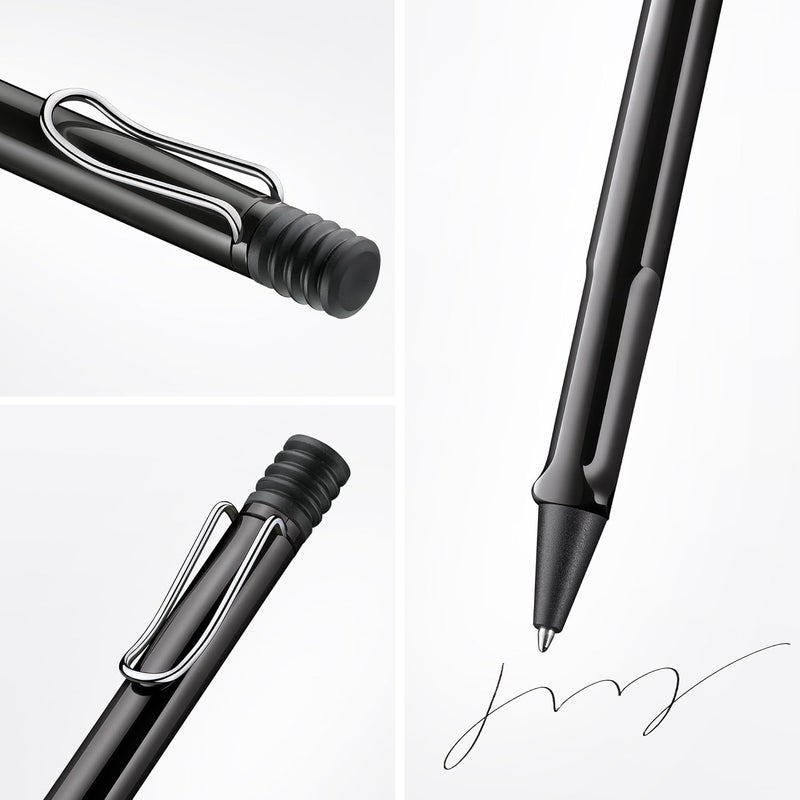 لامي قلم حبر جاف LAMY safari 219 - قلم أسود عصري مع مقابض غائرة، مشبك معدني مطلي بالكروم وتصميم كلاسيكي - مع حشوة كبيرة - عرض الخط M - Image 2