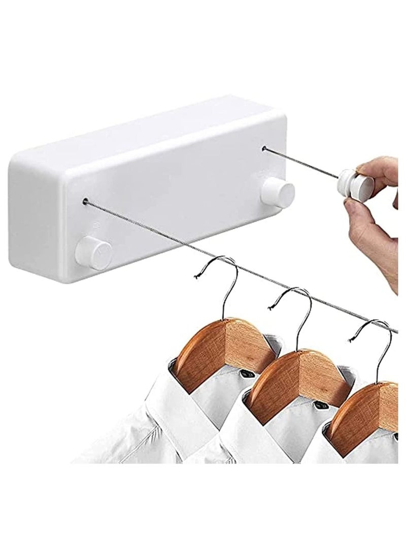 Generic - Retractable Clothesline (Double line), Indoor Outdoor Wall Mounted Clothes Dryer Rope Clothing Retracting Adjustable Stainless Steel Line, 13.8 Feet - Image 1
