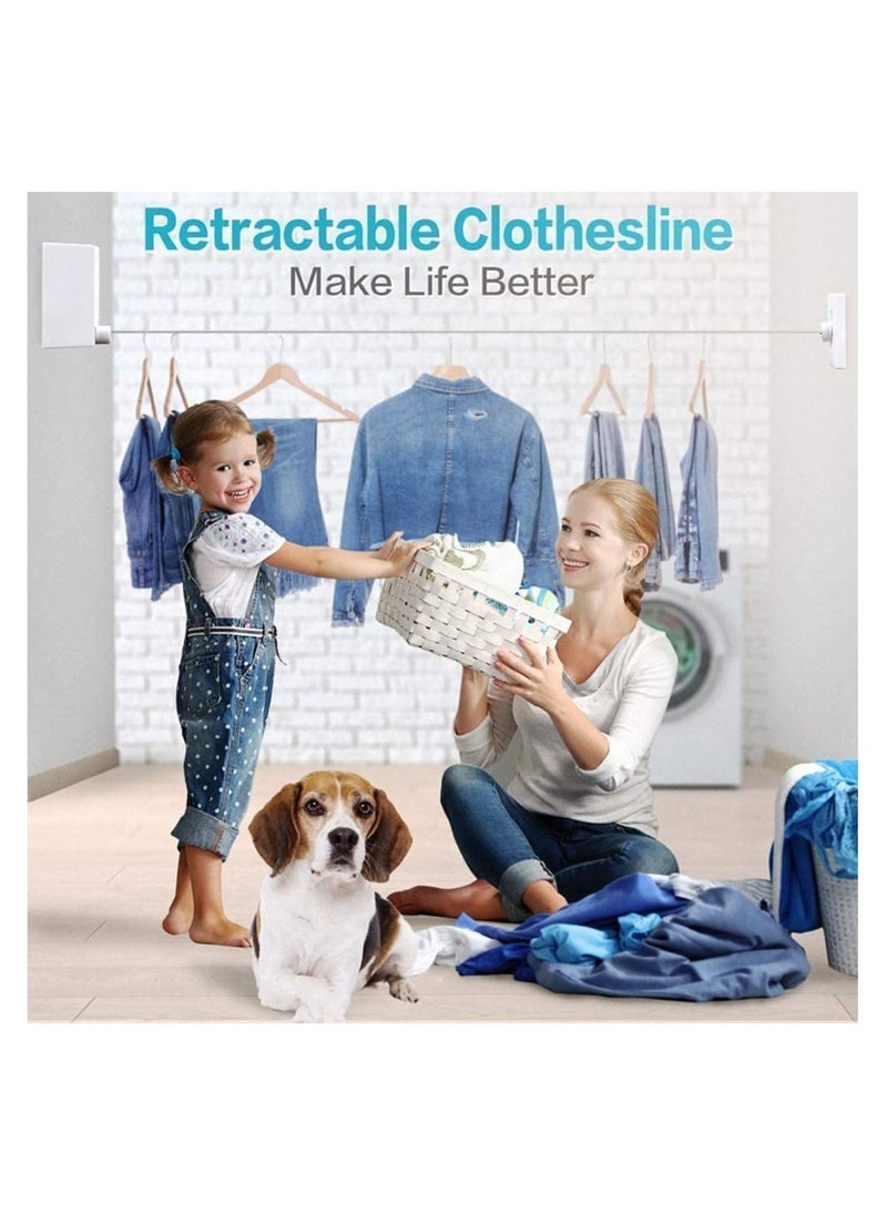 Generic - Retractable Clothesline (Double line), Indoor Outdoor Wall Mounted Clothes Dryer Rope Clothing Retracting Adjustable Stainless Steel Line, 13.8 Feet - Image 1